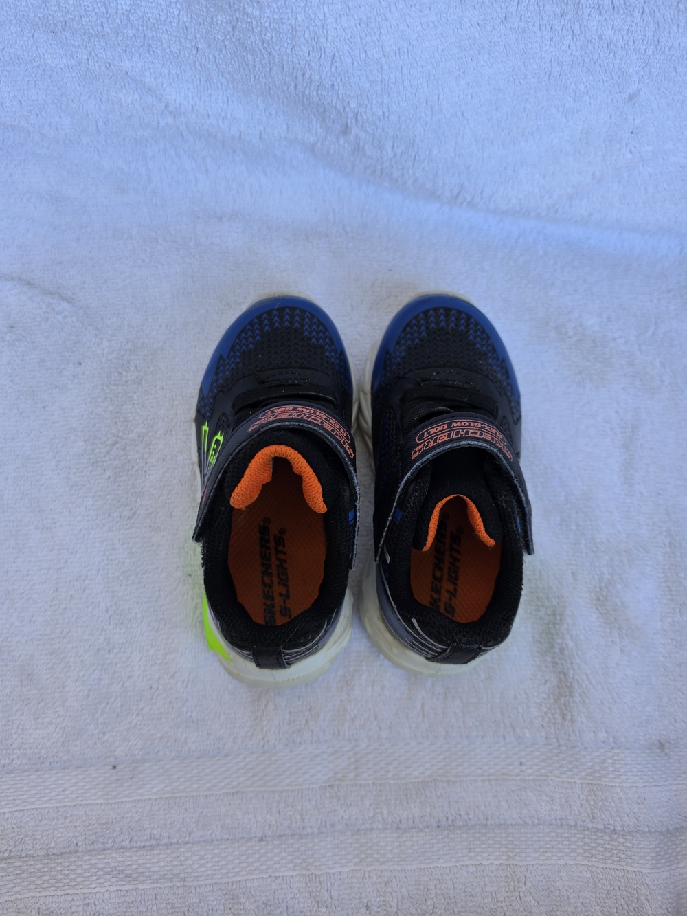 Skechers Boys Navy and Black Light-Up Sneakers with Orange Accents